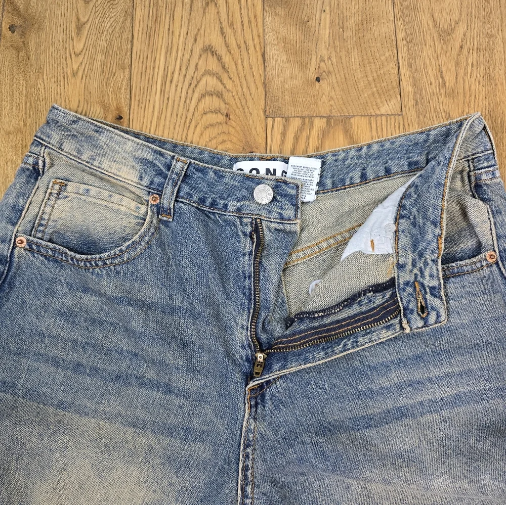 SONG Wide Leg High Rise Blue Muddy Wash Baggy Jeans Size 11 Or 30 - Picture 5 of 9